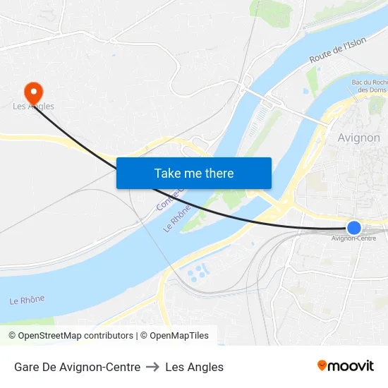 Gare De Avignon-Centre to Les Angles map