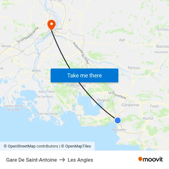 Gare De Saint-Antoine to Les Angles map