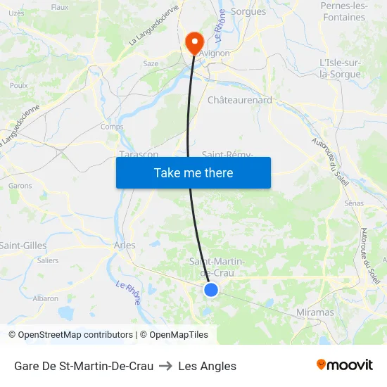 Gare De St-Martin-De-Crau to Les Angles map