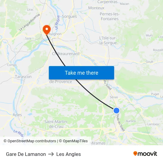 Gare De Lamanon to Les Angles map