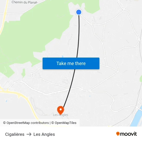 Cigalières to Les Angles map