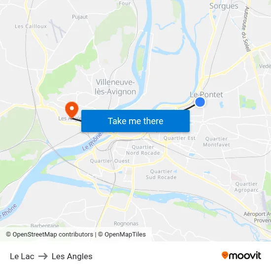 Le Lac to Les Angles map