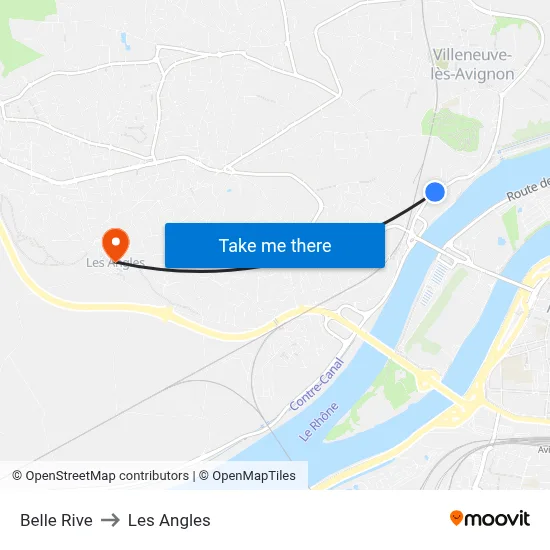 Belle Rive to Les Angles map