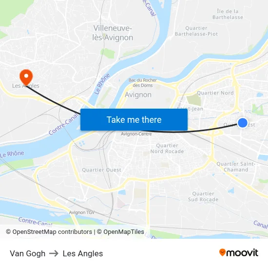 Van Gogh to Les Angles map