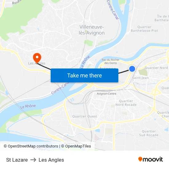 St Lazare to Les Angles map