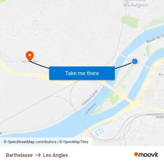 Barthelasse to Les Angles map
