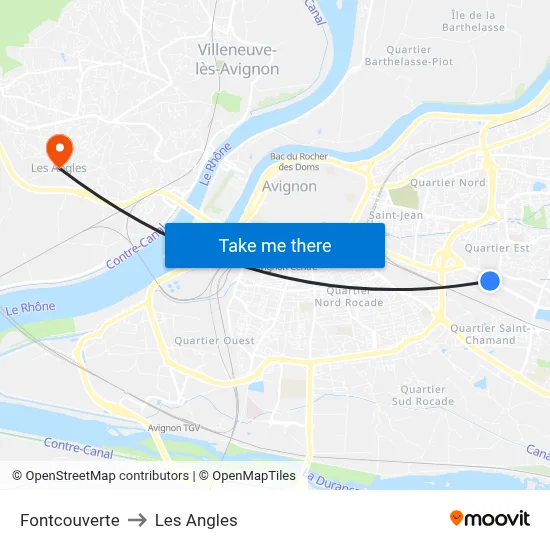 Fontcouverte to Les Angles map