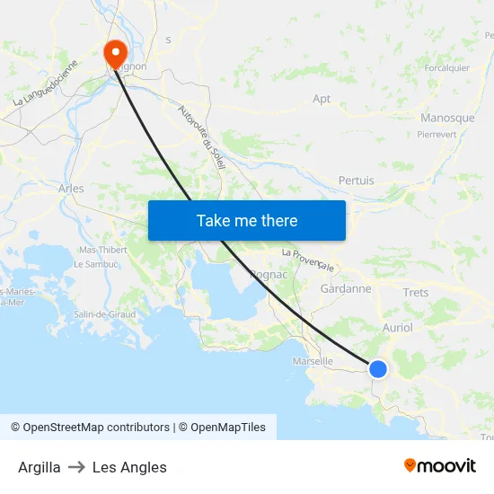 Argilla to Les Angles map