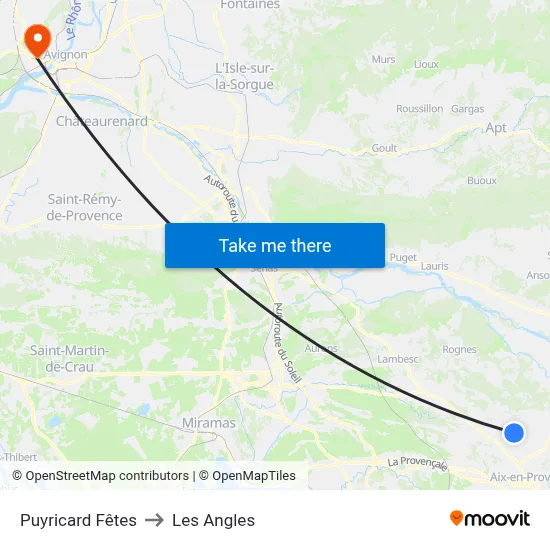 Puyricard Fêtes to Les Angles map