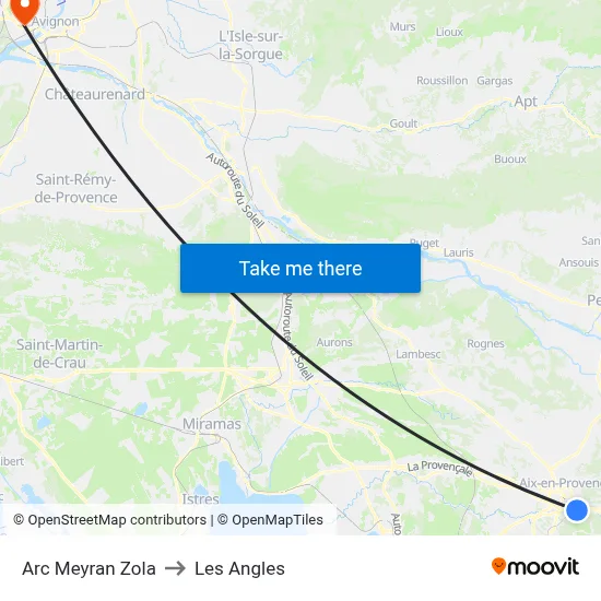 Arc Meyran Zola to Les Angles map