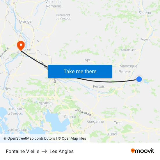 Fontaine Vieille to Les Angles map