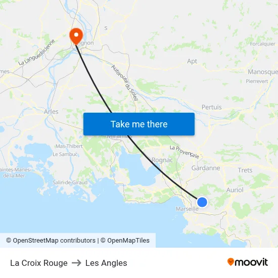 La Croix Rouge to Les Angles map