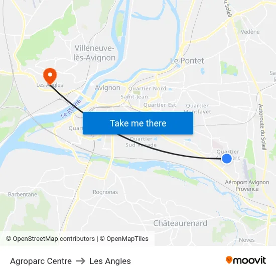 Agroparc Centre to Les Angles map