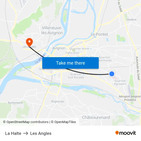 La Halte to Les Angles map