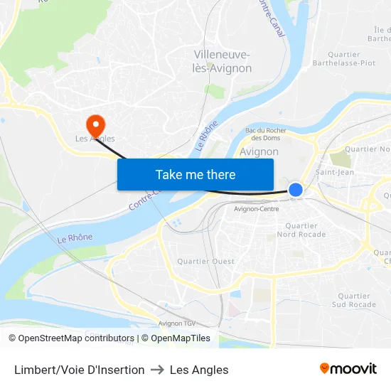 Limbert/Voie D'Insertion to Les Angles map