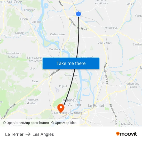 Le Terrier to Les Angles map