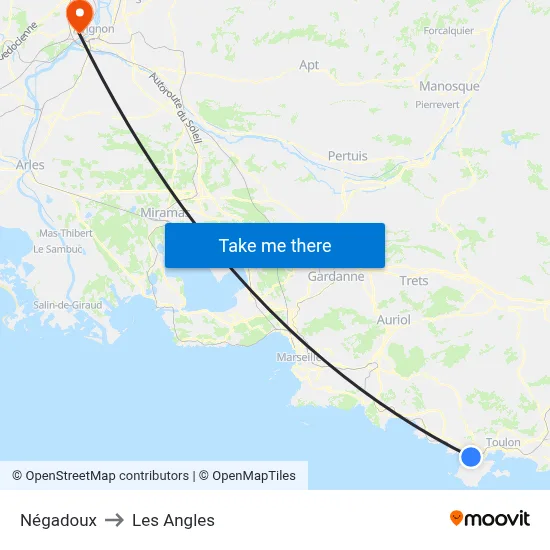 Négadoux to Les Angles map