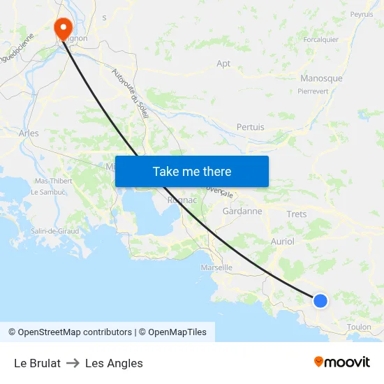 Le Brulat to Les Angles map