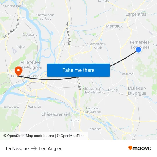La Nesque to Les Angles map