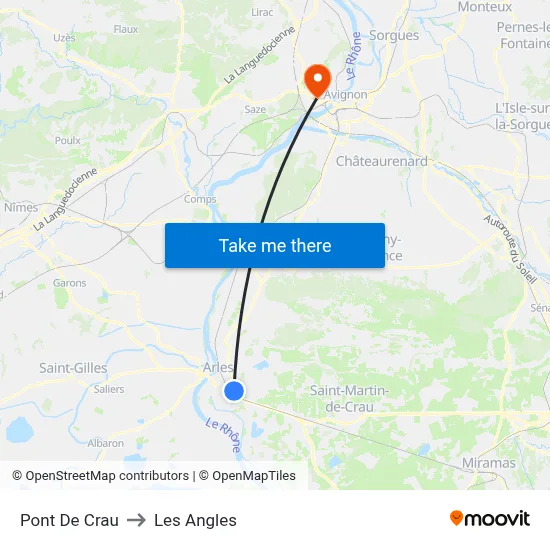 Pont De Crau to Les Angles map