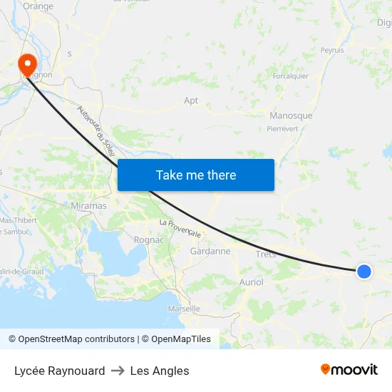Lycée Raynouard to Les Angles map