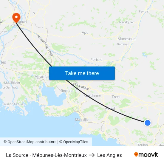 La Source - Méounes-Lès-Montrieux to Les Angles map