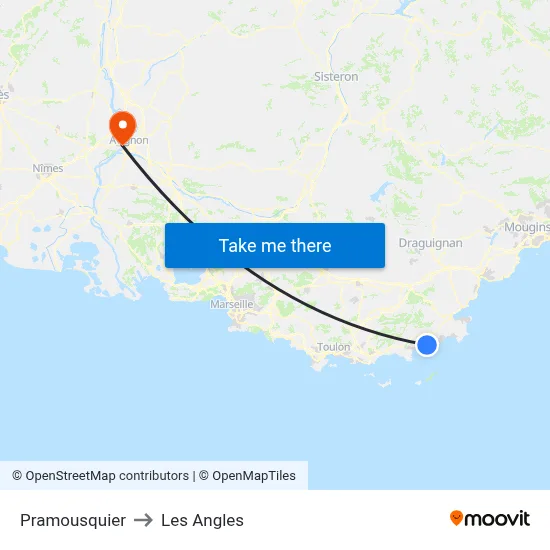 Pramousquier to Les Angles map