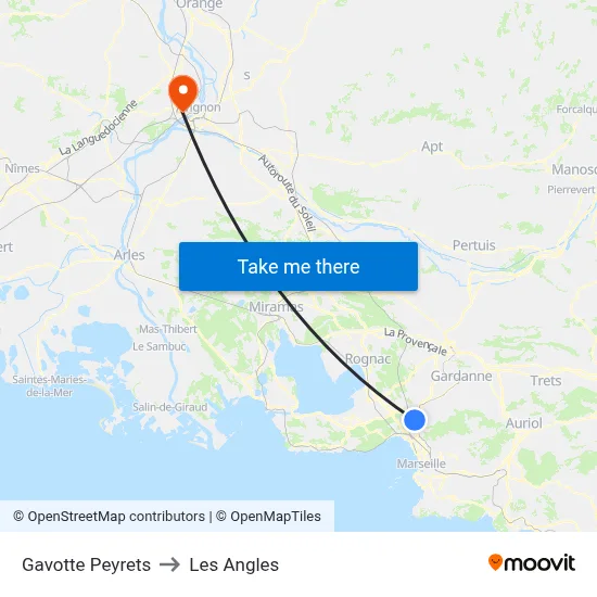 Gavotte Peyrets to Les Angles map