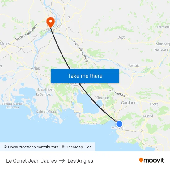 Le Canet Jean Jaurès to Les Angles map