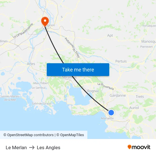Le Merlan to Les Angles map