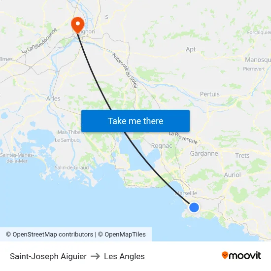 Saint-Joseph Aiguier to Les Angles map