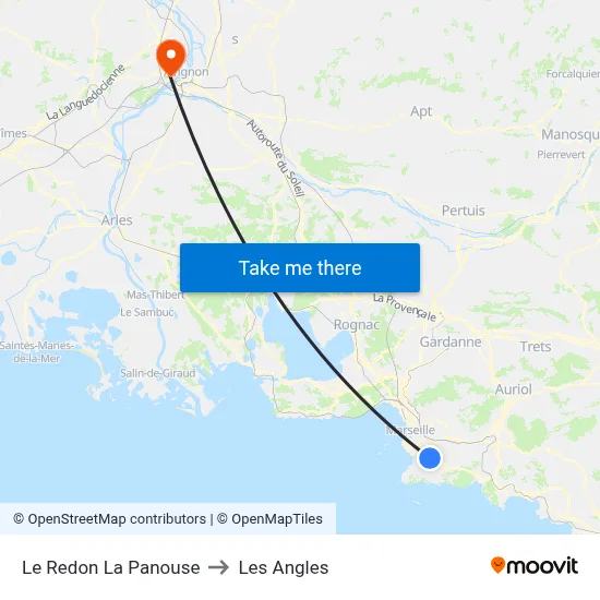 Le Redon La Panouse to Les Angles map
