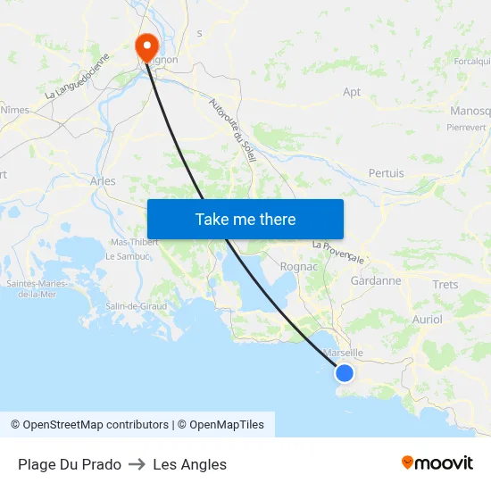 Plage Du Prado to Les Angles map