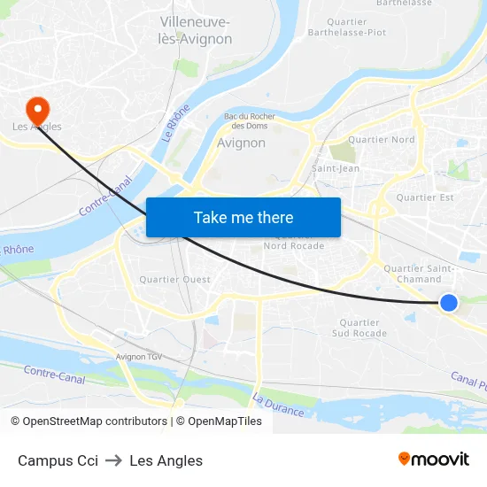 Campus Cci to Les Angles map