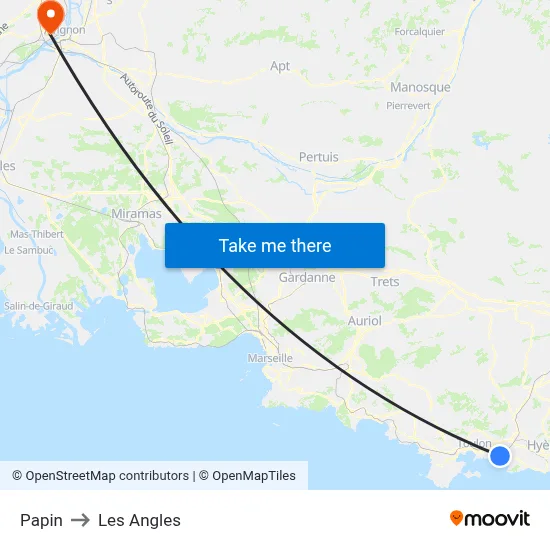 Papin to Les Angles map