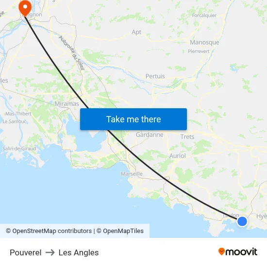 Pouverel to Les Angles map