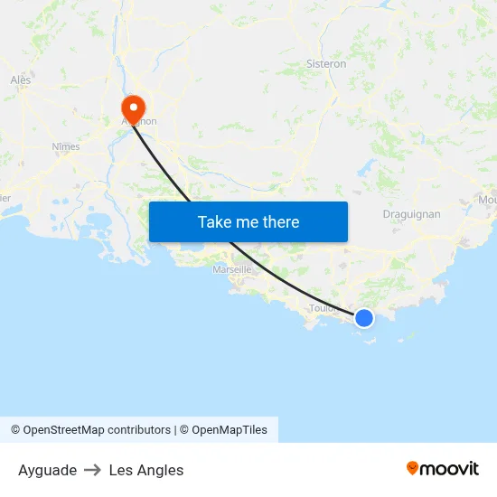 Ayguade to Les Angles map
