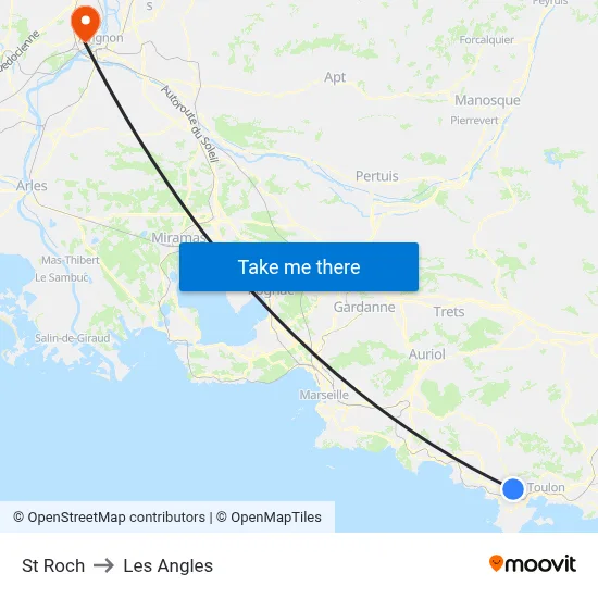 St Roch to Les Angles map