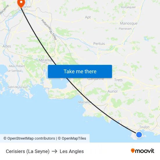 Cerisiers (La Seyne) to Les Angles map