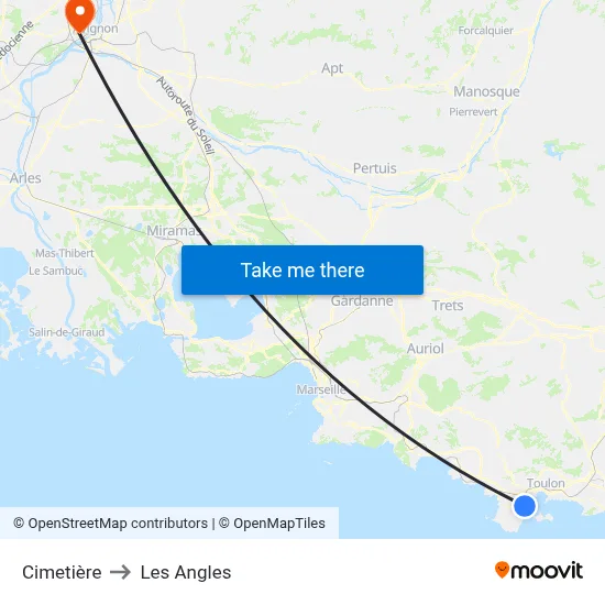 Cimetière to Les Angles map