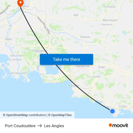 Port Coudoulière to Les Angles map