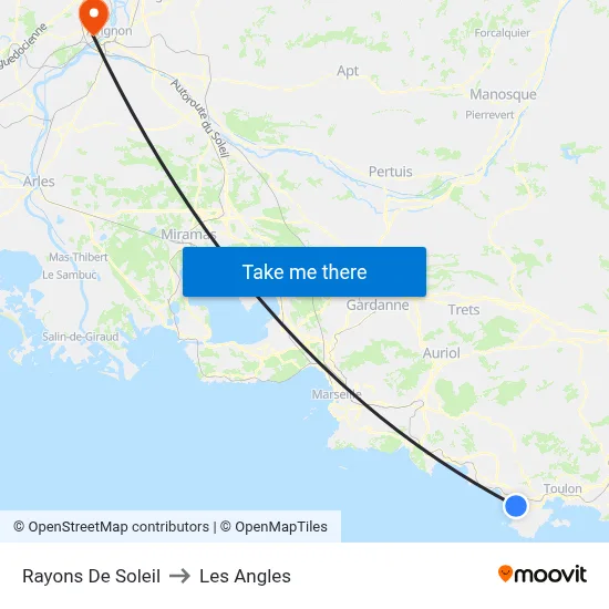 Rayons De Soleil to Les Angles map