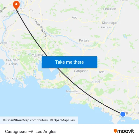 Castigneau to Les Angles map