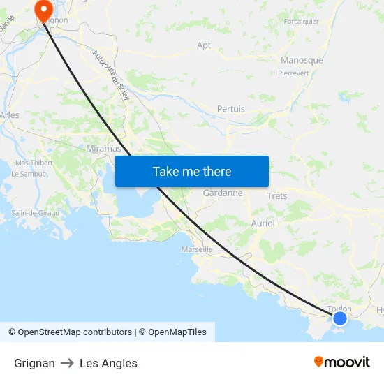 Grignan to Les Angles map