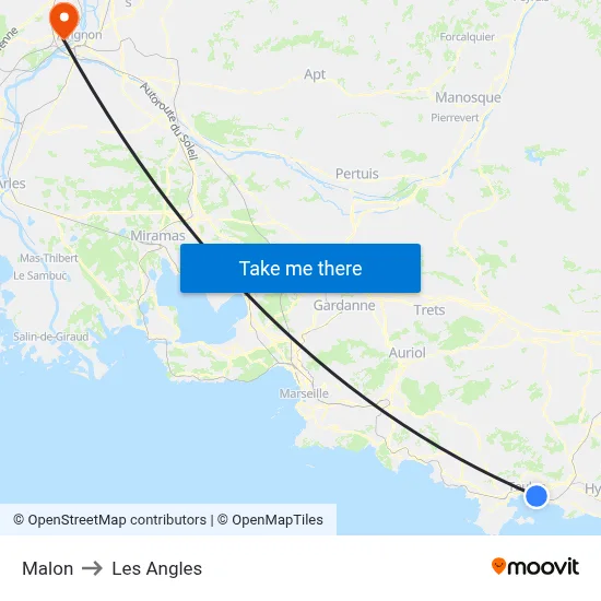 Malon to Les Angles map