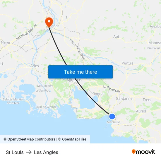 St Louis to Les Angles map