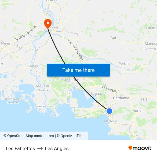 Les Fabrettes to Les Angles map