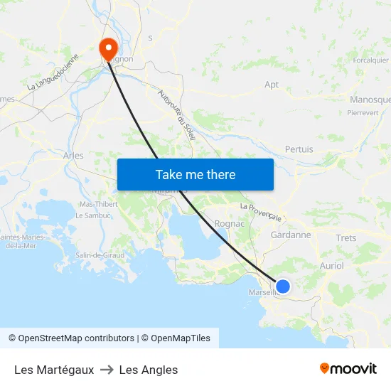 Les Martégaux to Les Angles map