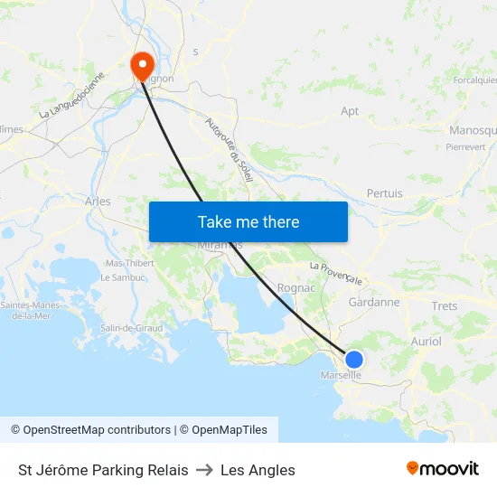 St Jérôme Parking Relais to Les Angles map
