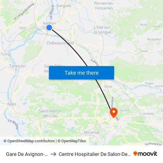 Gare De Avignon-Centre to Centre Hospitalier De Salon-De-Provence map